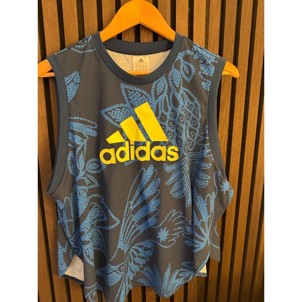 Adidas x FARM RIO Women's Tropical Toucan Bird Pineapple Navy Tank Top HI5218